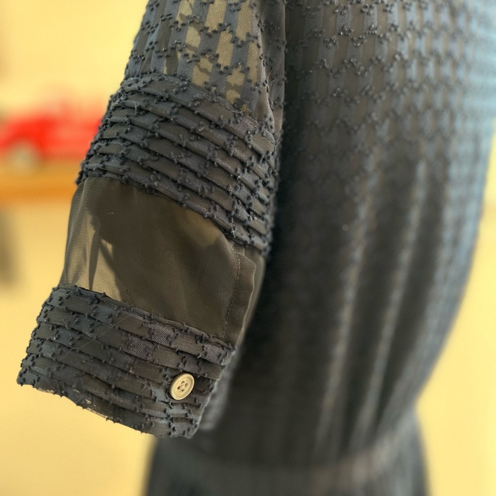 Banana Republic Geo Lace Sheer Panel Navy short Sleeve Dress - Picture 9 of 11